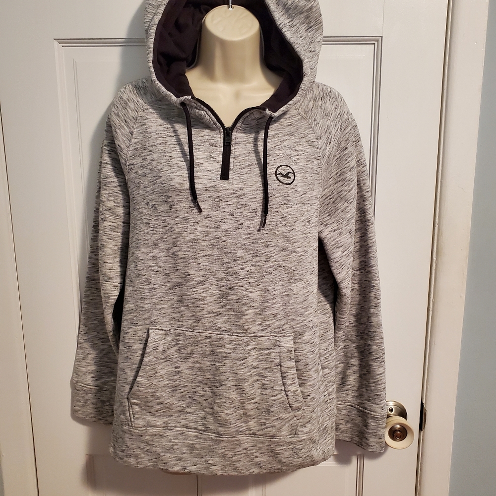 Hollister California Grey and Black Hoodie Sweatshirt